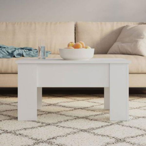 Coffee Table White 79x49x41 Cm Engineered Wood