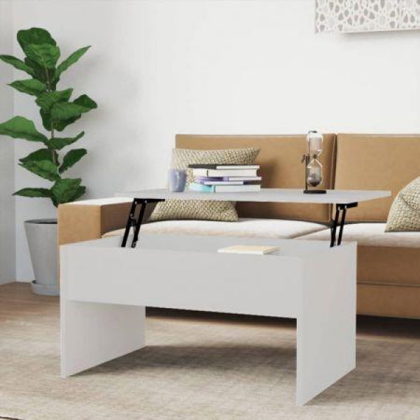 Coffee Table White 80x50.5x41.5 Cm Engineered Wood.