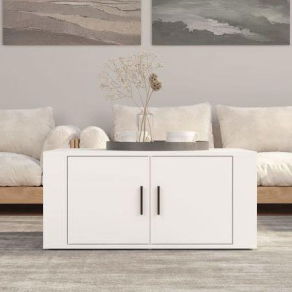 Coffee Table White 80x50x36 Cm Engineered Wood