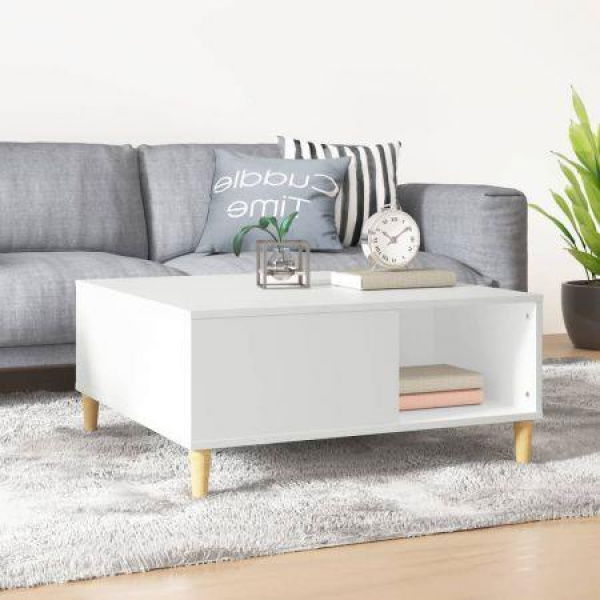 Coffee Table White 80x80x36.5 Cm Engineered Wood.