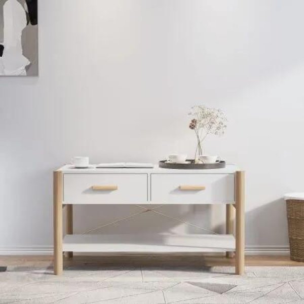 Coffee Table White 82x48x45 cm Engineered Wood