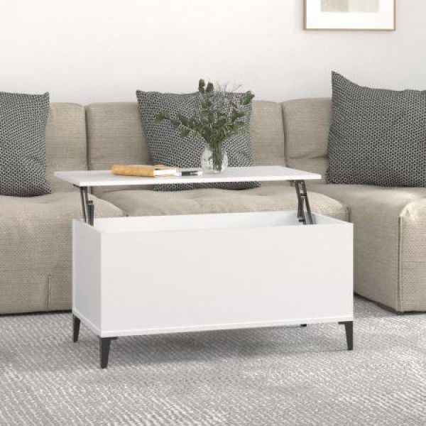 Coffee Table White 90x44.5x45 Cm Engineered Wood.