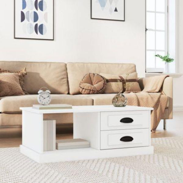 Coffee Table White 90x50x35 Cm Engineered Wood