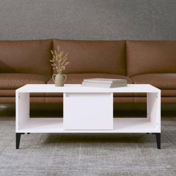 Coffee Table White 90x50x36.5 Cm Engineered Wood.