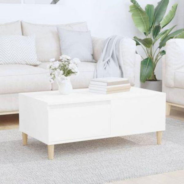 Coffee Table White 90x50x36.5 Cm Engineered Wood.