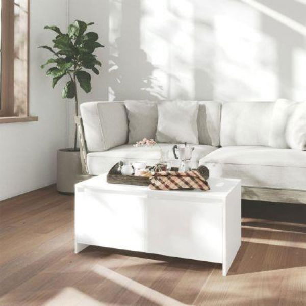 Coffee Table White 90x50x41.5 Cm Engineered Wood.