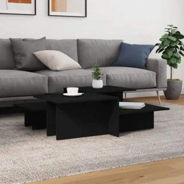 Coffee Tables 2 pcs Black Engineered Wood