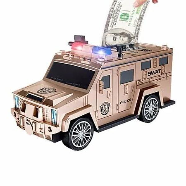 Coin Bank Car Shape Money Bank Truck Money Saving Box Multifunctional Cash Electronic Piggy Bank with Music for Boys Ages 3+(Rose Gold)