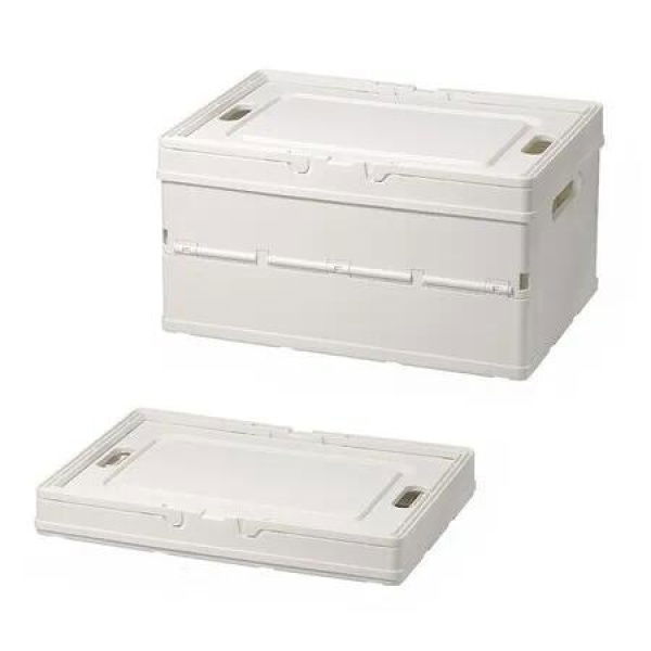 Collapsible Storage Box with Lid, Stackable Storage Boxes,Storage Basket,Foldable with Handle for Toys,Books,Cupboard,Bedroom,Home Color White