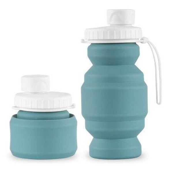 Collapsible Water Bottles Cups Leakproof Valve Reusable BPA-Free Silicone Foldable Travel Water Bottle Cup For Gym Camping Hiking Travel Sports Lightweight Durable (11 Oz Green)