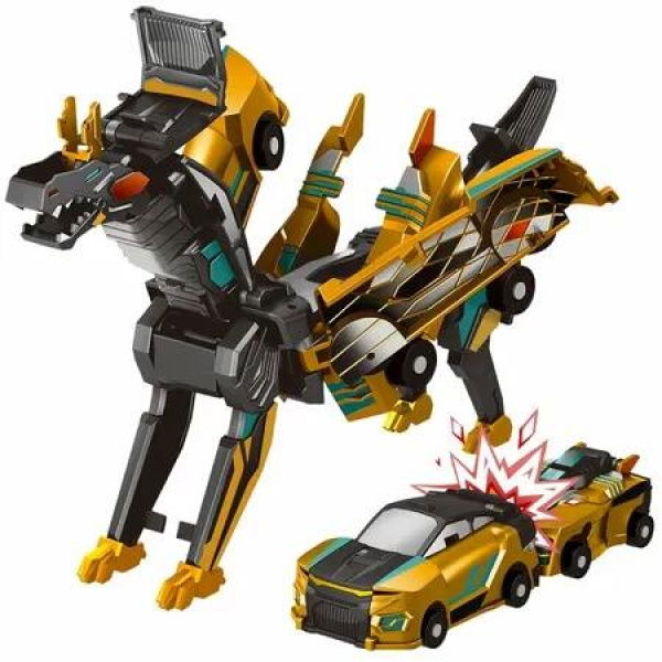 Collision Transforming Car Toy,2 Magnetic Cars Transform into Dragon Toys for Kids Fun Deformation Robot Dino Car Christmas Birthday Gift Toys Age3+