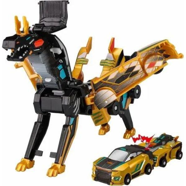 Collision Transforming Dinos Car Toy, 2-in-1 Magnetic Cars Transform into Dino, Robot Toy for Christmas Birthday Gift for Boys Ages 3+