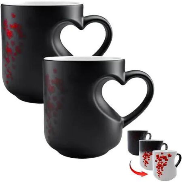 Color Changing Magic Ceramic Mug Funny Color Changing Coffee Cup with Handle That Reveals Surprise Design When Filled with Hot Beverage Romantic Gift