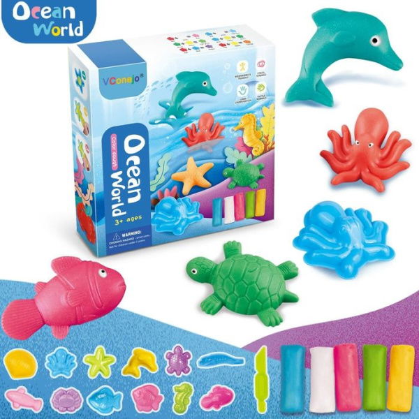 Color Dough Toys Ocean World Dough Set Creations Tools For Kid With Sea Animals