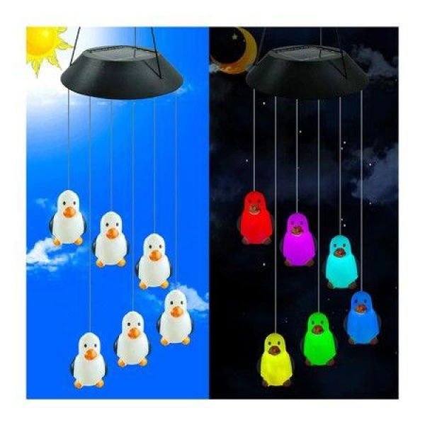 Color Wind Chime Color Changing Solar Penguin Wind Chime Waterproof Lights For Garden Home Outdoor