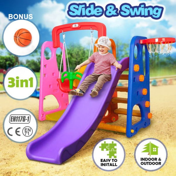 Colorful 3 In 1 Slide And Swing Play Set