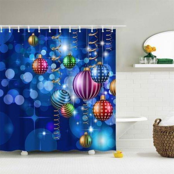 Colorful Blue Christmas Ball Digital Printing Fabric Waterproof And Mildewproof