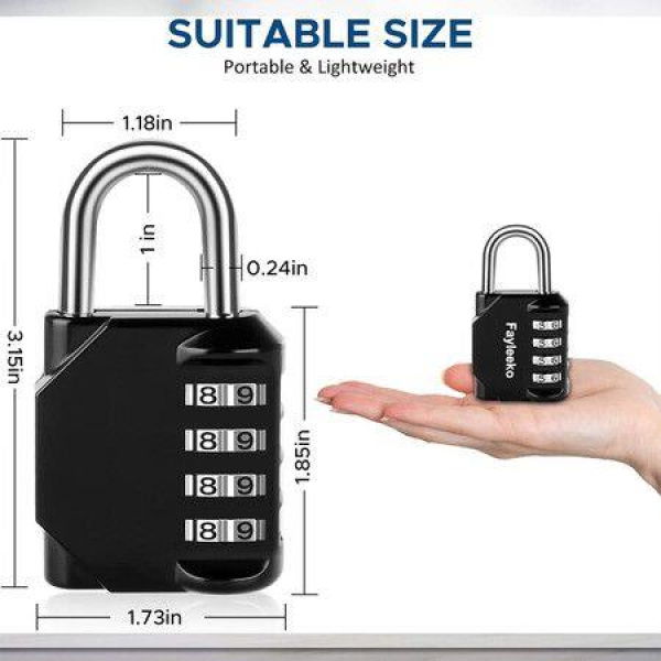 Combination Lock 4-Digit Combination Padlock For School Gym Sports Locker Fence Toolbox Case Hasp Cabinet Storage (1 Pack Black)