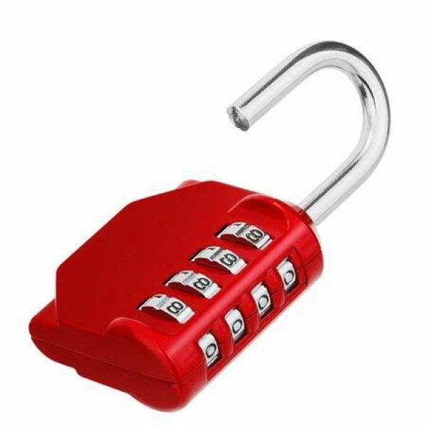 Combination Lock - 4 Digit Combination Padlock Outdoor School Lock Gym Lock (Red)