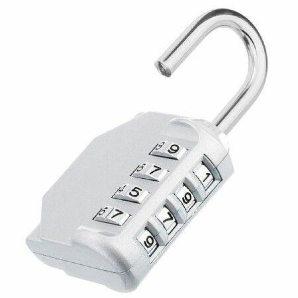 Combination Lock - 4 Digit Combination Padlock Outdoor School Lock Gym Lock (Silver)