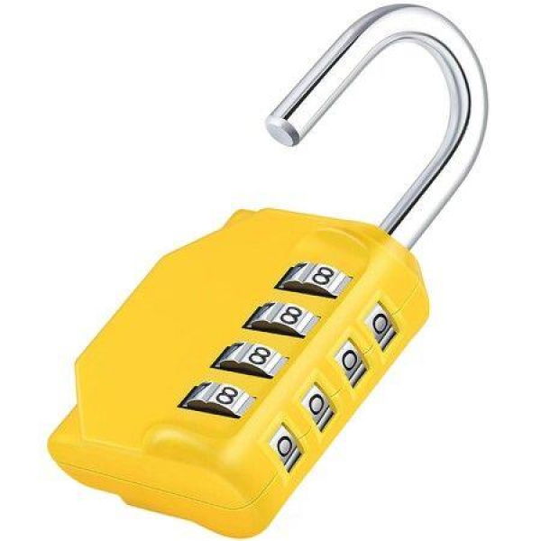 Combination Lock - 4 Digit Combination Padlock Outdoor School Lock Gym Lock (Yellow)