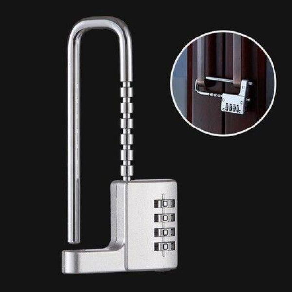 Combination Padlock 4 Digit Security Lock Retractable Stainless Steel Long Shackle for Gym School Outdoor