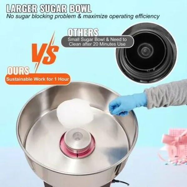 Commercial Cotton Candy Machine Sugar Floss Maker 1000W for Party Pink