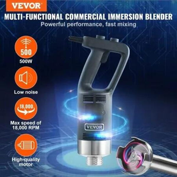 Commercial Immersion Blender Heavy Duty Hand Mixer 500W Variable Speed