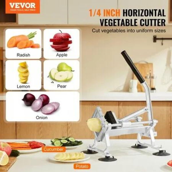 Commercial Vegetable Slicer 1/4 inch Fruit Slicer Stainless Steel and Aluminum Alloy Vegetable Cutter Slicer Machine Manual Slicer with Non-slip Feet