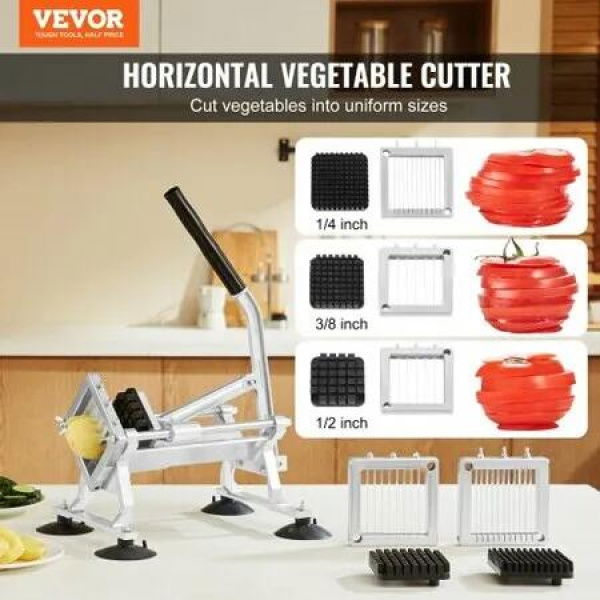 Commercial Vegetable Slicer 1/4'+3/8'+1/2' Fruit Slicer Stainless Steel and Aluminum Alloy Vegetable Cutter Slicer Machine Manual Slicer with Non-slip Feet