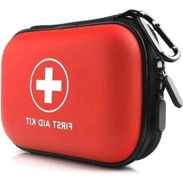 Compact First Aid Kit with 100 Essential Items for Emergencies,Water-Resistant Hard Shell Small Case Perfect for Travel,Outdoor,Car(Red)