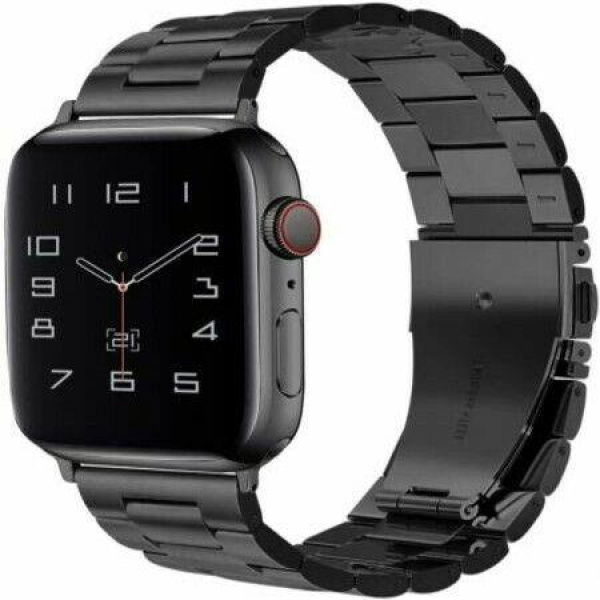 Compatible For Apple Watch Band Metal Replacement Strap Compatible With Apple Watch Series 6/5/4/3/2/1 Smartwatch And Apple Watch SE (L SIZE 42mm/44mm) In Black.