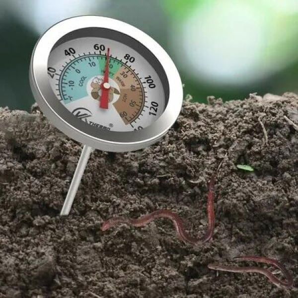 Compost Soil Thermometer Worm Thermometer Out Door Planting soli Temperature Measurement with 20cm Stainless Steel Probe