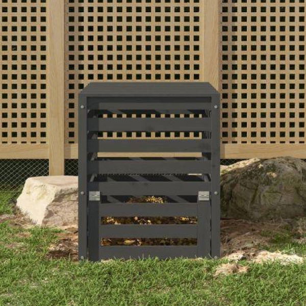 Composter Gray 63.5x63.5x77.5 Cm Solid Wood Pine