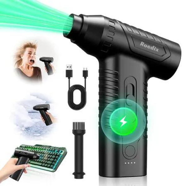 Compressed Air Duster, 300000RPM Electric Air Duster, Powerful Replace Compressed Air Can for Computer Clean, Keyboard, Car Dry, Home