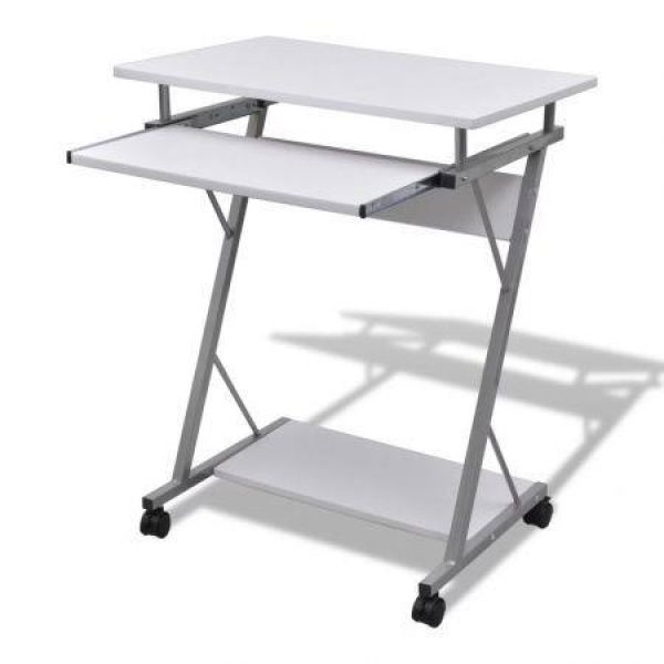 Computer Desk Pull Out Tray White Furniture Office Student Table