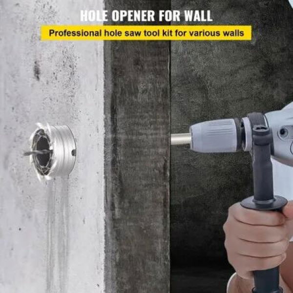 Concrete Hole Saw Kit, 1-2/11', 1-3/5', 2-9/16', 3-5/32', 3-15/16' Drill Bit Set SDS Plus & SDS MAX Shank Wall Hole Cutter with a 4-1/3' Connecting Rod for Concrete, Cement, Stone Wall, Ma