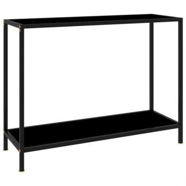 Console Table Black 100x35x75 Cm Tempered Glass