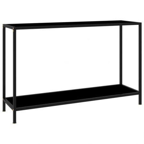 Console Table Black 120x35x75 Cm Tempered Glass