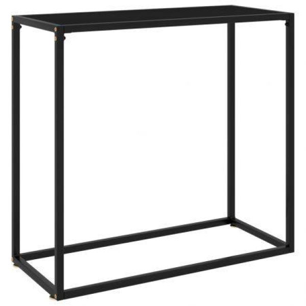 Console Table Black 80x35x75 Cm Tempered Glass