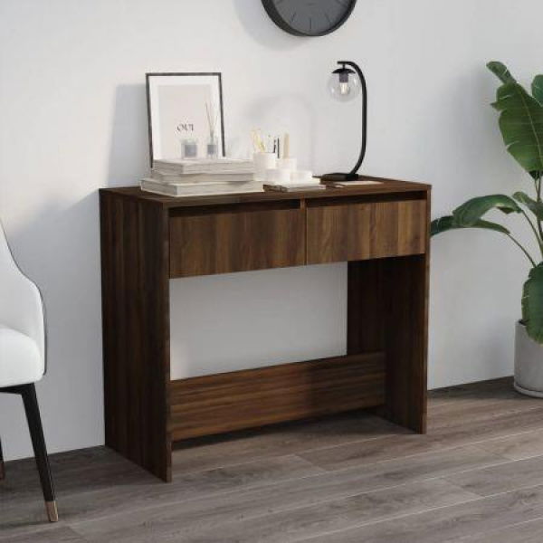 Console Table Brown Oak 89x41x76.5 Cm Engineered Wood.