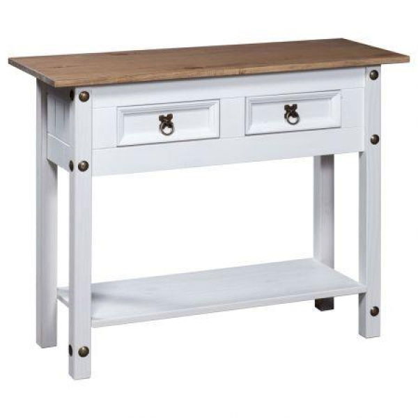 Console Table Mexican Pine Corona Range White 90x34.5x73 Cm.