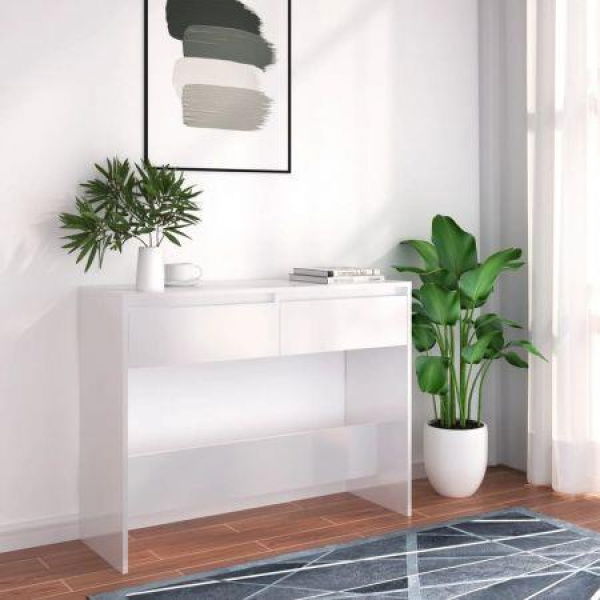 Console Table White 100x35x76.5 Cm Engineered Wood.