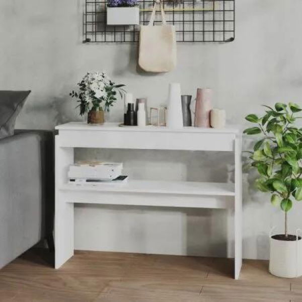 Console Table White 102x30x80 cm Engineered Wood