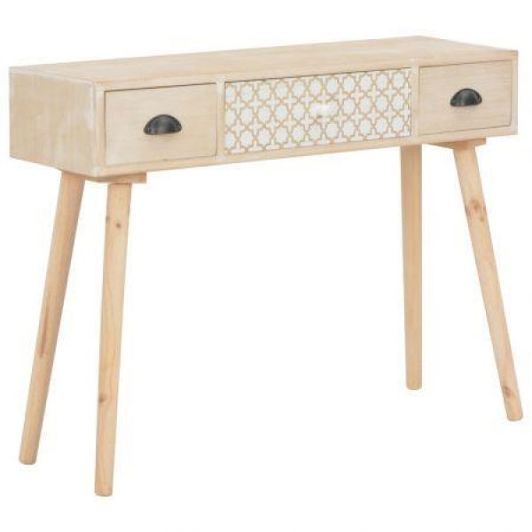 Console Table With 3 Drawers 100x30x73 Cm Solid Pinewood