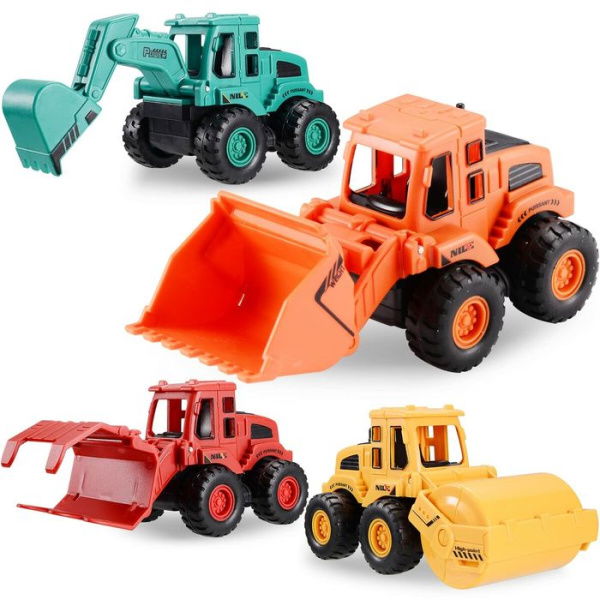 Construction Toys For 3+ Year Old Boys Girls Kids Friction Powered Construction Truck Toys Vehicles Sand Toys Trucks Excavator Bulldozer Road Roller (Colorful 4 Pack)