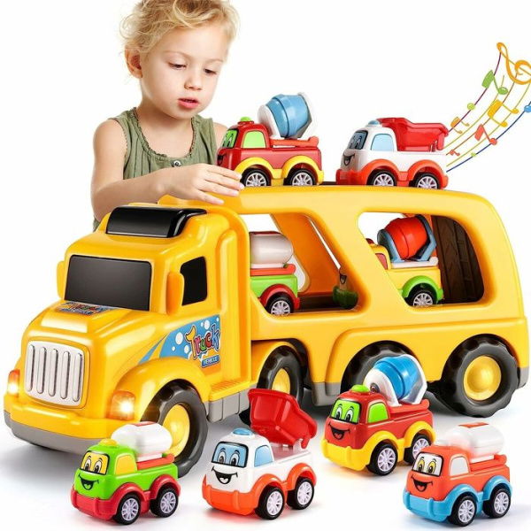 Construction Truck Toys For 3 4 5 6 Year Old Boys Carrier Truck Cars For Toddlers