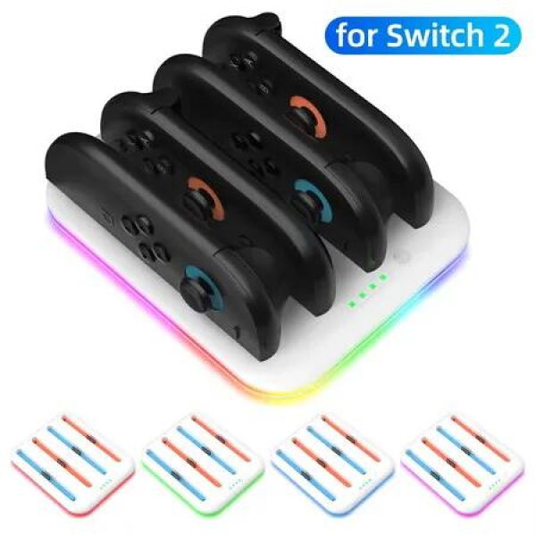 Controller Charger Dock For Switch 2 Joycons Charging Stand Station For Switch Accessories Support 4 Joy-con Color White