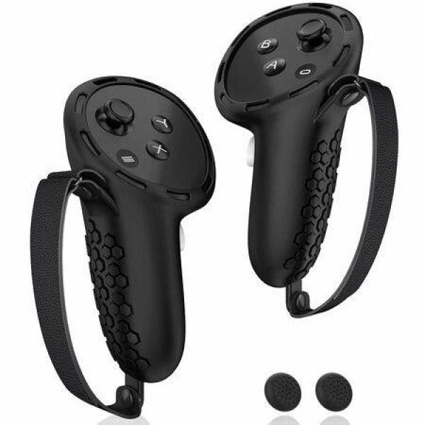 Controller Grips for Oculus Meta Quest 3 Touch Plus Controllers Grip Cover for VR Controllers Straps Silicone Covers Protector,Non-Slip Thumbstick Covers,1Pair,Black