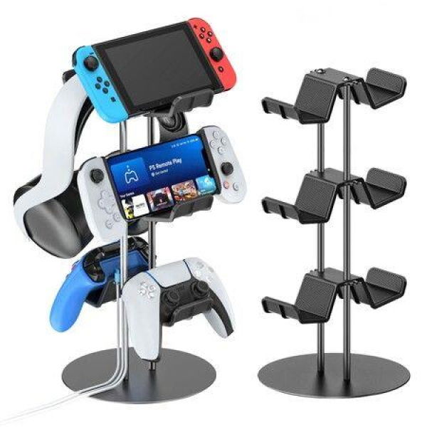 Controller Stand 3 Tiers With Cable Organizer For Desk Compatible With Xbox PS5 PS4 Nintendo Switch Headset Holder